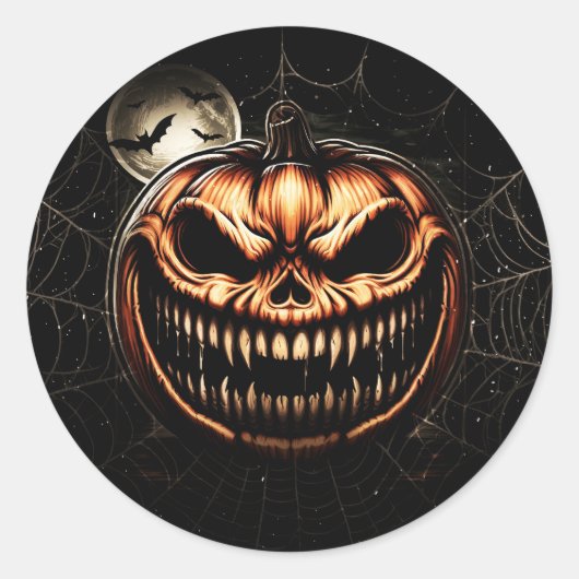 Sinister Jack-O-Lantern Pumpkin-Halloween-Party Runder Aufkleber (Vorderseite)
