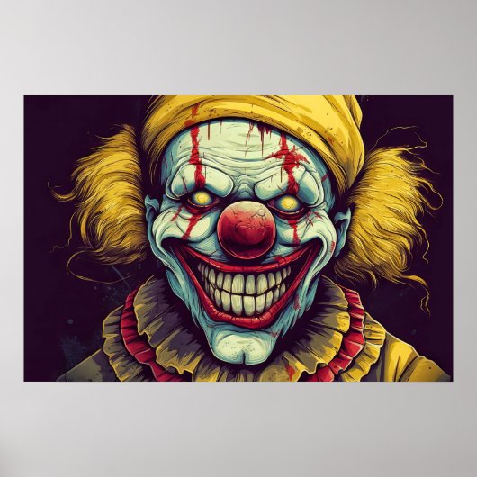 Sinister Karneval Clown Illustration Art Poster (Vorne)