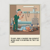 Sinister Nurse Hunts Patient Under Bed Get Well Postkarte (Vorderseite)