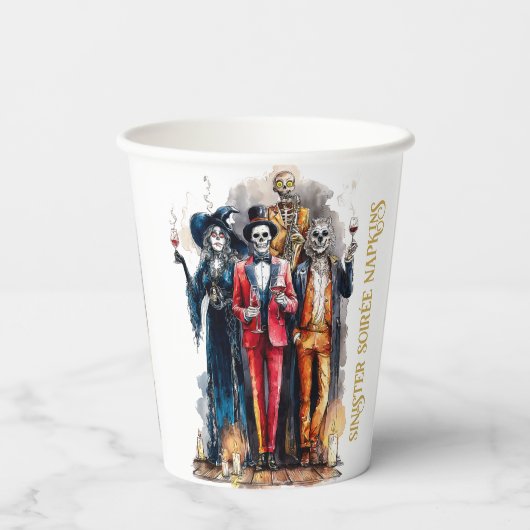Sinister Soirée Halloween Gotisches Party Dekor Pappbecher (Rückseite)