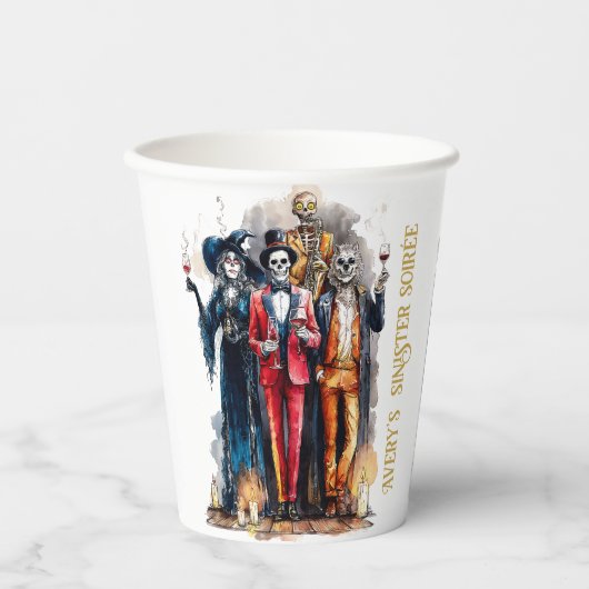 Sinister Soirée Halloween Gotisches Party Dekor Pappbecher (Vorderseite)