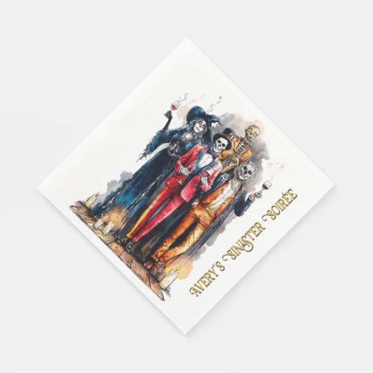 Sinister Soirée Halloween Gotisches Party Dekor Serviette (Ecke)