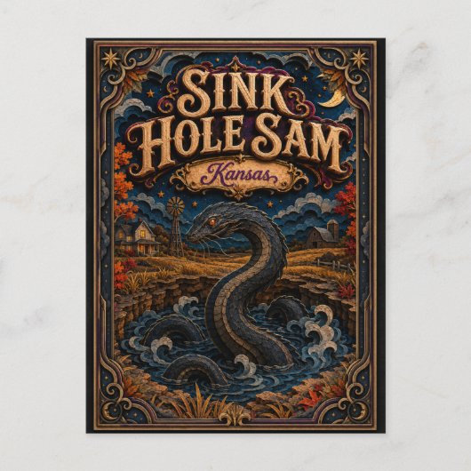 Sink Hole Sam Kansas Popcut Legenden Postkarte (Vorderseite)