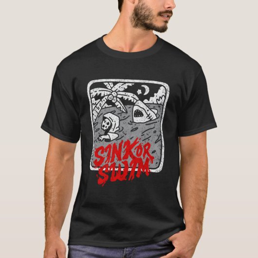 Sink oder Swim Gothic Surfer Tarot Satanic Hexe Go T-Shirt (Vorderseite)