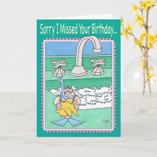 SINK SNORKELER Belated Birthday Card Karte (Gelbe Blume)