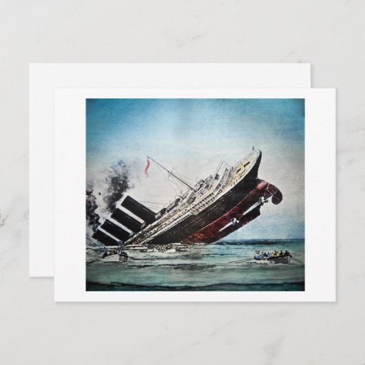 Sinken des Titanic Magic Lantern Slide Postkarte (Vorne/Hinten)