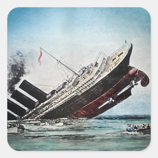 Sinken des Titanic Magic Lantern Slide Quadratischer Aufkleber (Vorderseite)