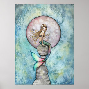 Sinken Moon Mermaid Poster Print