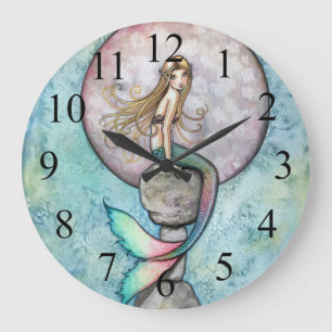 Sinking Moon Mermaid Wall Clock Große Wanduhr