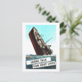 Sinking Schiff "Loose Talk" Warnung Vintag Postkarte (Stehend Vorderseite)