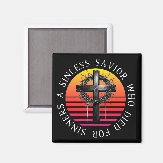 Sinless Savior, Christliches Kreuz Magnet (Vorderseite/Rückseite)