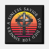 Sinless Savior, Christliches Kreuz Magnet (Vorne)