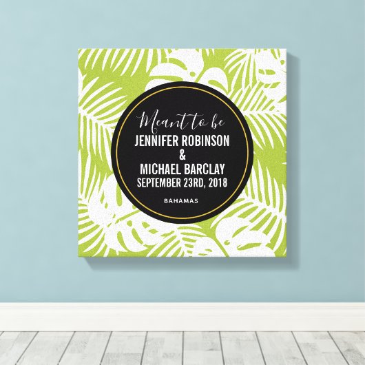 Sinn für die Grünen Palm Blätter Pattern Hochzeit Leinwanddruck (Insitu (Holzboden))