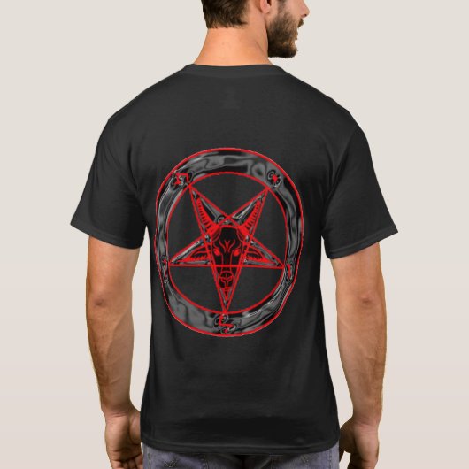 SINNER T - Shirt mit Schwarz-Rot-Baphombus hinten (Rückseite)