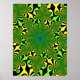 Sinnesspinner im Grün und im Gelb Poster