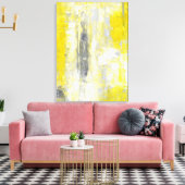 'Sinneswandel' Graue und gelbe Abstrakte Kunst Leinwanddruck (Insitu (Wohnzimmer))