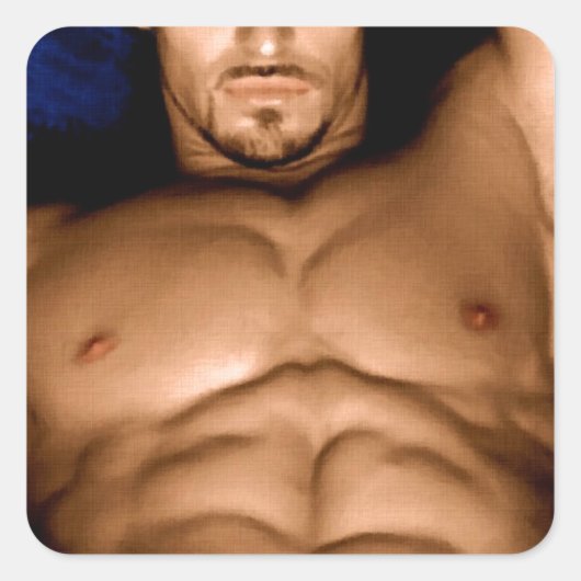 Sinnlich Man on Bed - Originalbild Quadratischer Aufkleber (Vorderseite)