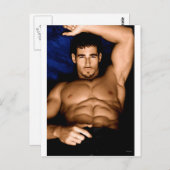 Sinnlich Man on Bed - Originalgemälde Postkarte (Vorne/Hinten)