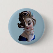 Sinnliche Dame Diva mit Manicure Head Vase Button (Vorderseite)