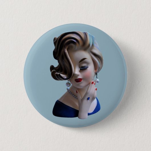 Sinnliche Dame Diva mit Manicure Head Vase Button (Vorderseite)