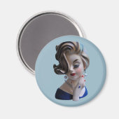 Sinnliche Dame Diva mit Maniküre Kopfvase Magnet (Vorderseite/Rückseite)