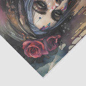 Sinnliche farbige rote Lippen: Dekoupage der Frau Seidenpapier (Ausschnitt)