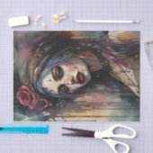 Sinnliche farbige rote Lippen: Dekoupage der Frau Seidenpapier (Handwerk)