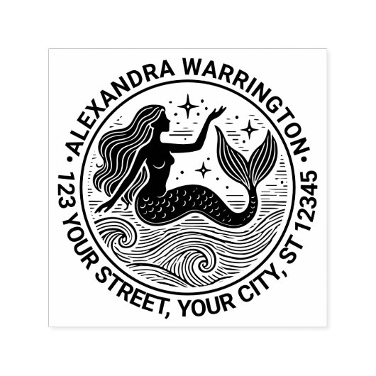 Sinnliche Meerjungfrau in den Meereswellen Name Rü Permastempel (Design)