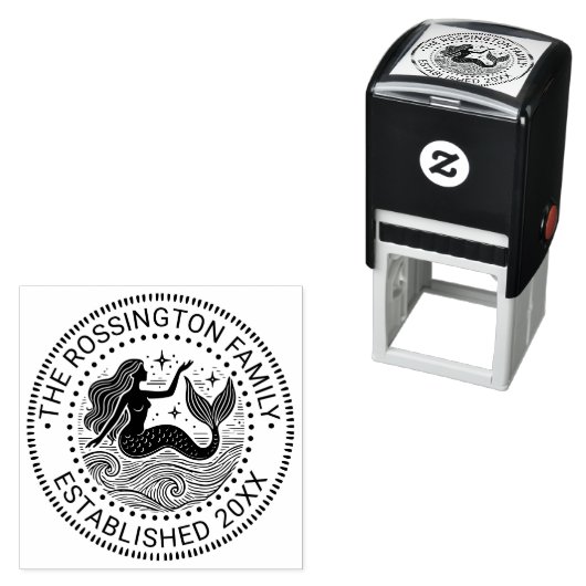 Sinnliche Mermaid in Waves Familienname Datum Estn Permastempel (Beispiel)
