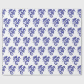 Sinnliche Mermaid Riding Seepferd DIY Colors Blue  Geschenkpapier (Flach)