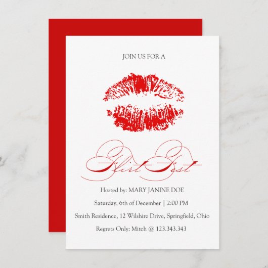 Sinnliche Party Einladung des Roten Single Valenti (Vorne/Hinten)