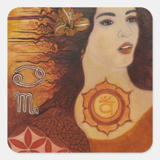 Sinnlicher Fluss: Sacral-Chakra-Goddess-Sticker Quadratischer Aufkleber