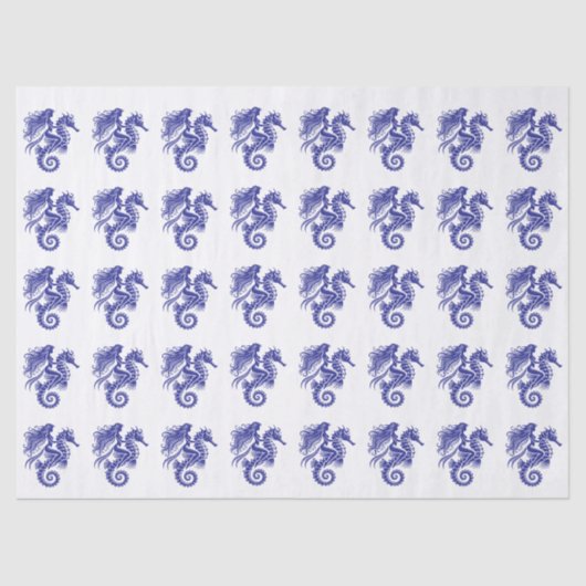 Sinnliches Mermaid Riding Seepferd - DIY Colors Bl Seidenpapier (Vorderseite)