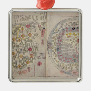 Sino koreanische Weltkarte Silbernes Ornament