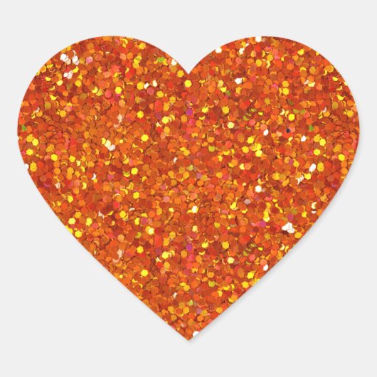 Sinopia Orange Glitzer Herz-Aufkleber (Vorderseite)