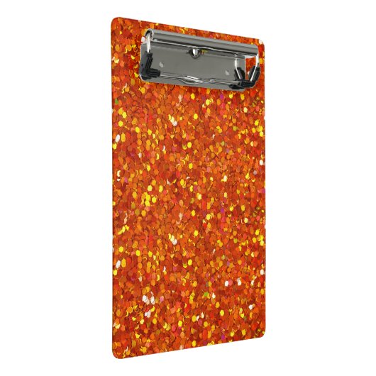 Sinopia Orange Glitzer Mini Klemmbrett (Schrägansicht)