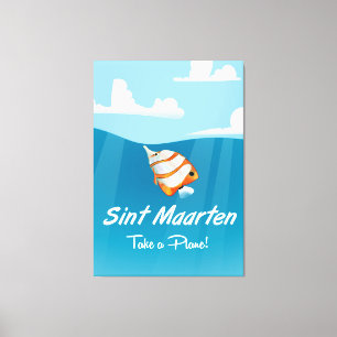 Sint-Maarten-Feiertags-Reiseplakat-Cartoon. Leinwanddruck