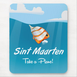 Sint-Maarten-Feiertags-Reiseplakat-Cartoon. Mousepad