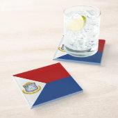 Sint Maarten Flag Glasuntersetzer (Schrägansicht)