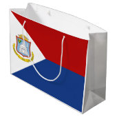 Sint Maarten Flag Große Geschenktüte (Rückseite Schrägansicht)