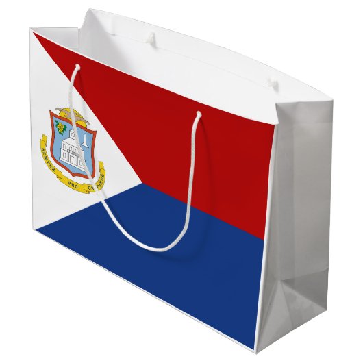 Sint Maarten Flag Große Geschenktüte (Rückseite Schrägansicht)