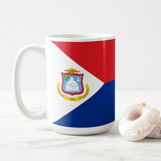 Sint Maarten Flagge Kaffeetasse (Mit Donut)