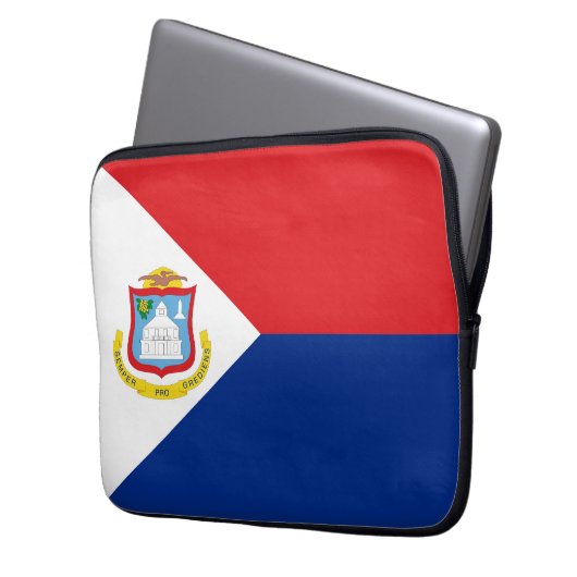Sint Maarten Flagge Laptopschutzhülle (Vorderseite Links)