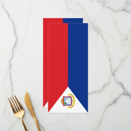 Sint Maarten Flagge Menükarte (Vorderseite/Rückseite Beispiel)