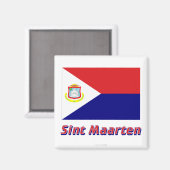 Sint Maarten-Flagge mit Namen Magnet (Vorderseite/Rückseite)