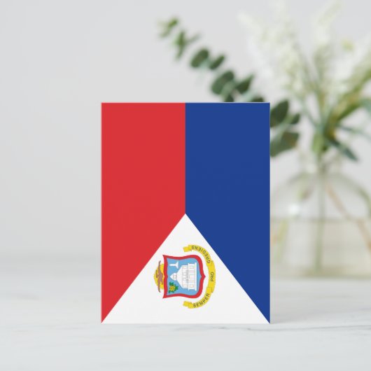 Sint Maarten Flagge Postkarte (Stehend Vorderseite)