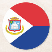 Sint Maarten Flagge Runder Pappuntersetzer (Vorderseite)