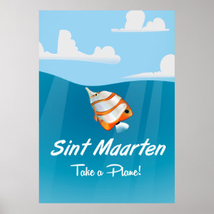 Sint Maarten holiday travel poster cartoon.