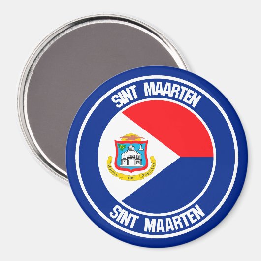 Sint Maarten RundEmblem Magnet (Vorderseite/Rückseite)