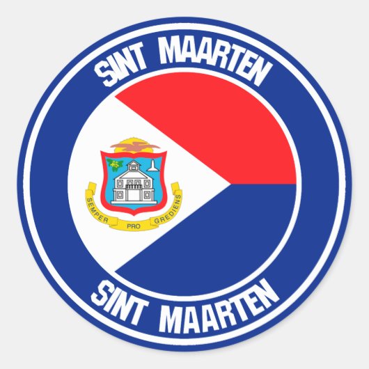 Sint Maarten RundEmblem Runder Aufkleber (Vorderseite)